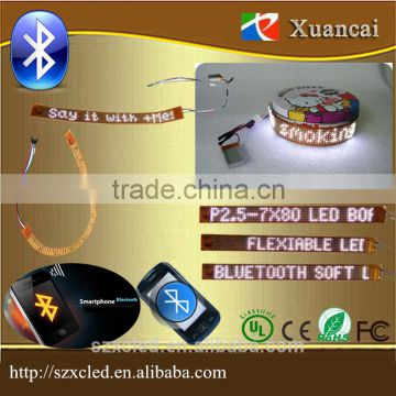 P3.25-7x80 Bluetooth flexbile LED soft display smart phone app program LED scrolling information light weight sign board panel