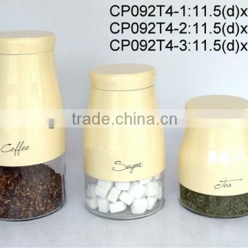 CP092T4 round glass jar with stainless steel casing