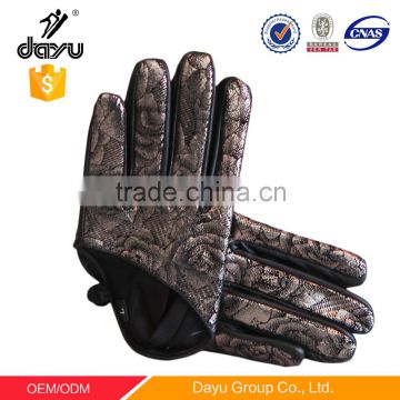 Classic hand sewing women's leather gloves half ladies winter leather hand gloves