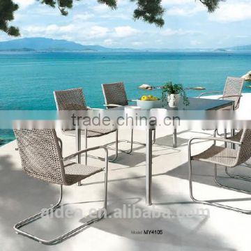 outdoor dining set stainless steel rattan chairs