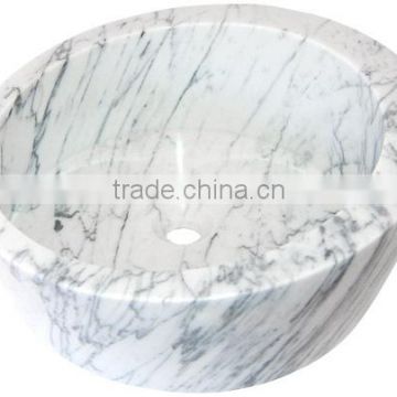 hand polished white marble kitchen sink