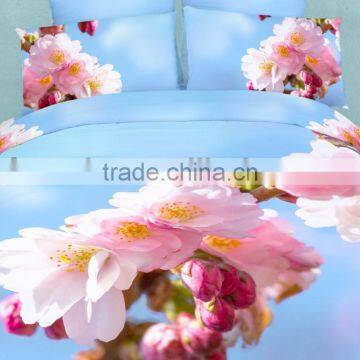 latest 3d big flower design bedding set with reactive printed 100% cotton for wholesale