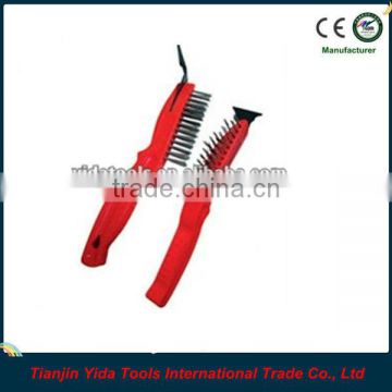 Plastic handle stainless Steel Wire Brush with Scraper