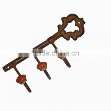 Metal decorative KEYS hook with Ceramic knobs, Home decoration hook, metal wall art hooks, European style hook, Vintage hooks