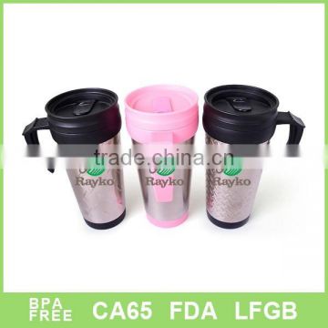 16OZ double wall stainless steel travel mug with handle