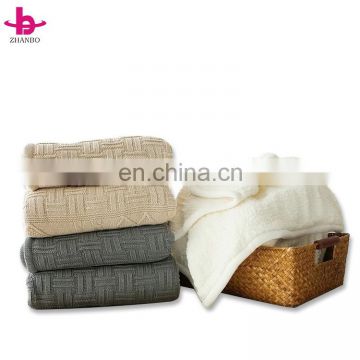 China Supplier Large Size 100% Polyester, Shu Velvet 2 in 1 Weighted Grey Elegant Cable Knit Fluffy Throw Blanket
