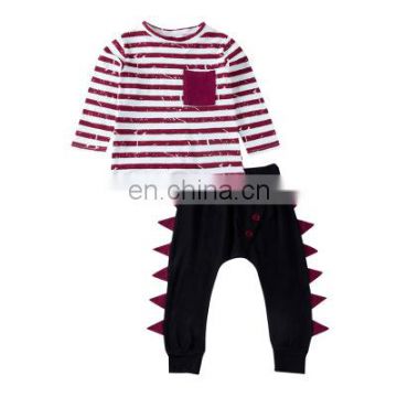 2020 summer hot sell children clothing boys' suit striped tops + pants 2 pcs boy set