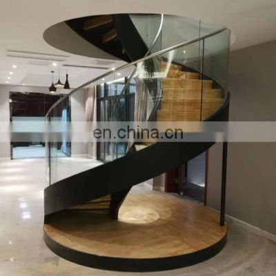 Customized Floating Staircase Modern Curved Stair Wood tread Spiral Staircase