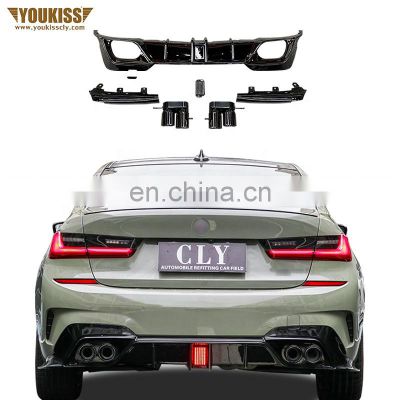 Automotive Parts Gloss Black Diffuser For 3 Series G20 G28 Racing Rear Lip Rear Diffuser with Exhaust Pipe