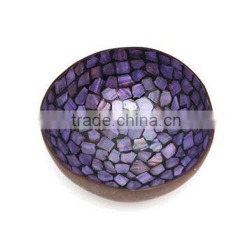High quality best selling eco friendly Light purple mother of pearl inlay coconut bowl from Viet Nam
