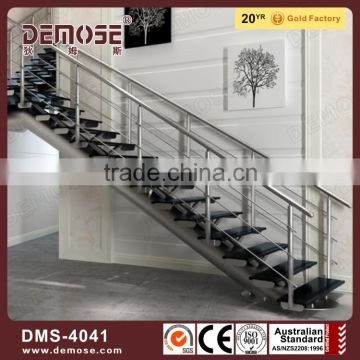 iron loft staircase with steel pipe stair handrail
