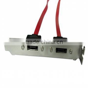 2 Ports eSATA + 4 Pin Power Bracket Slot to 2X7P Locking Latch SATA Data Cable+ 4P Power Cable