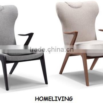Living room furniture fabric seat soild wood leg chair