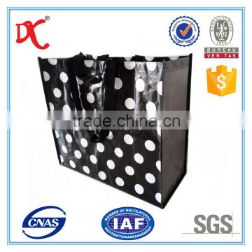 convenient foldable double-duty shopping bag of pp woven fabric with hook and loop seal