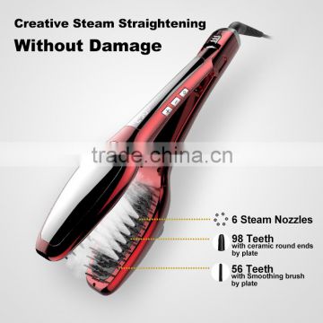New Arrival Professional Electric Hot Air Brush Digital LCD Brush Steam Hair Straightener