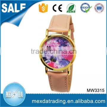 Popular design printing flower dial japan movement quartz sr626sw price watch for women