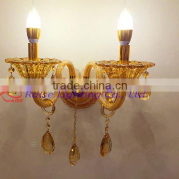 Amber / Gold modern crystal led wall lamp