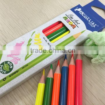 7" standard size triangular shape soft wood neon color pencil