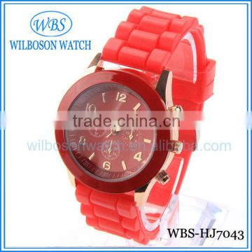 Red silicone band fancy 2013 ladies fashion watch