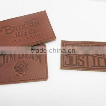 Custom Logo Straight Cut Leather Label for Hat