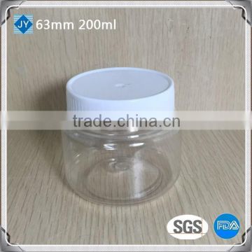 63mm neck size 7oz pet plastic kitchen storage jar for food, candy and etc.