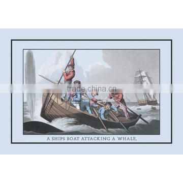 A Ship's Boat Attacking a Whale 20x30 poster