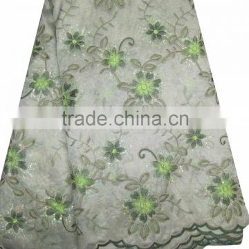 African organza lace with sequins embroidery CL8197-3green