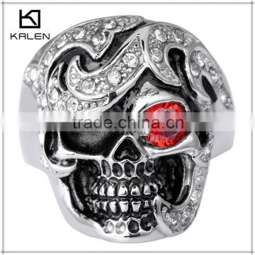 indian 925 silver plated skull ring with purple stone
