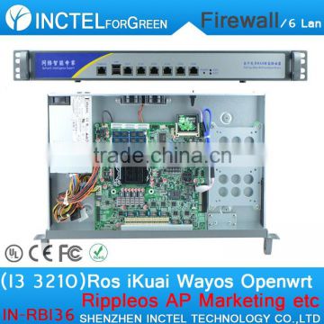 ROS 6 Gigabit Flow Control Firewall OPENWRT With I3 3210 CPU 1000M 6 82574L 2 Groups Bypass1U Firewall Router