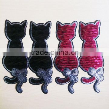 custom personalized Cat shape sequin patch applique,handmade sequin applique patches for clothing