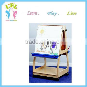 Movable double-side kids painting wooden easel