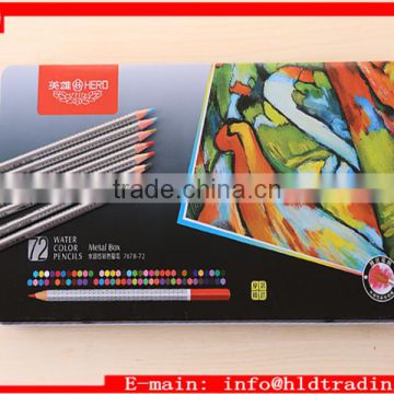 Factory Wholesale High Quality 72pc Metal Box Wooden Water Color Pencil Set