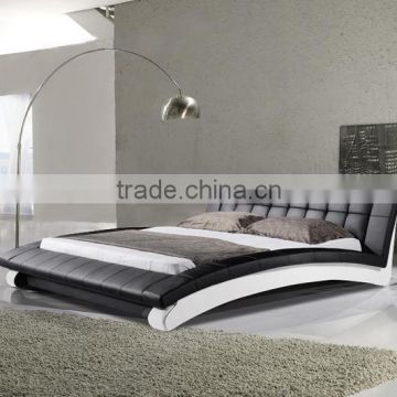 Luxury Arched Shape Black/White Leather Double Bed for Hotel
