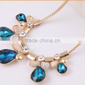 2015 Gold Around Chunky Crystal Handmade Necklace Statement Charm Necklace