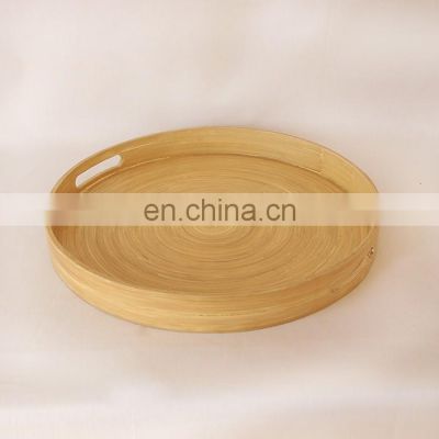 Hot Sale Round Natural Spun Round Bamboo Tray Custom Lacquer Outsite serving tray For Food Best Price Wholesale