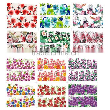 1X Water Stickers Nail Decals Stickers Water Transfers Decal Full Page Cover 12 Flower Designs