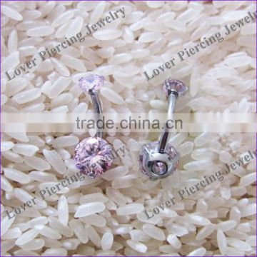 With Zircon High Polish Stainless Steel Navel Belly Piercing Jewelry [SS-E834]