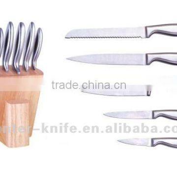 Stainless Steel Knife Set - 6Pcs With Wooden Block