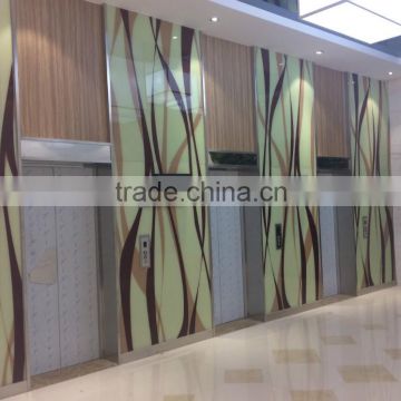 Elevator decorative ceramic glass, digital print cutomerized design glass, jingfeng glass factory product