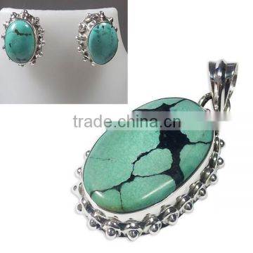 Jewelry set 925 silver jewelry natural tibet turquoise jewellery wholesale jewelry