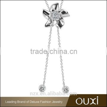 OUXI 2016 top quality wholesale price 18k gold plated flower charm Austria Crystal chain necklace jewelry 11497