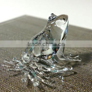 Tiny Crystal Frog Hand Blown Clear Glass Art Figurine Amphibian Animal Collection Home Decor