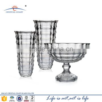 decoration clear glass wide mouth vase for flower