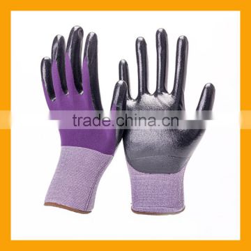 ZMSAFETY 18Gauge High Elastic Nylon Nitrile Gloves Half Dipped Black Nitrile Gloves Thin Nitrile Work Gloves