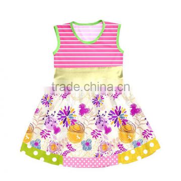 Boya high quality remake dress girls striped frocks designs polka dot sleeveless unique baby dress