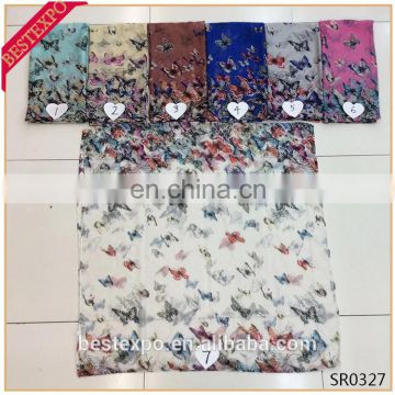 wholesale women fancy animal printed butterfly scarf summer voile pashmina bubble chiffon shawl