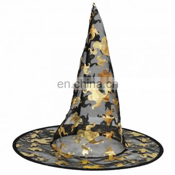 MCH-1124 Party funny wholesale adult silvery imprint witch Hat for Halloween