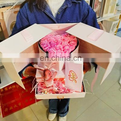 luxury two layer rose flower heart gift packaging box custom i love you flower boxes with drawers