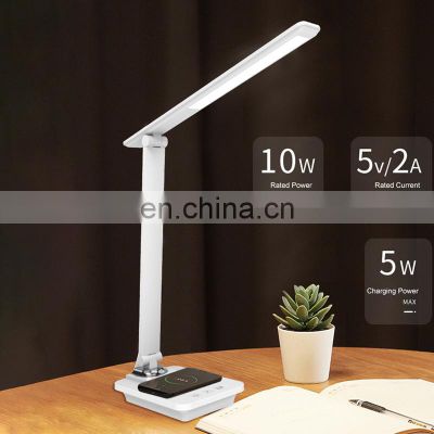 Wireless Charging Foldable Touch Dimmable Led Desk Lamp Usb Reading Hotel Study Table Lamp Rechargeable Table Light Led