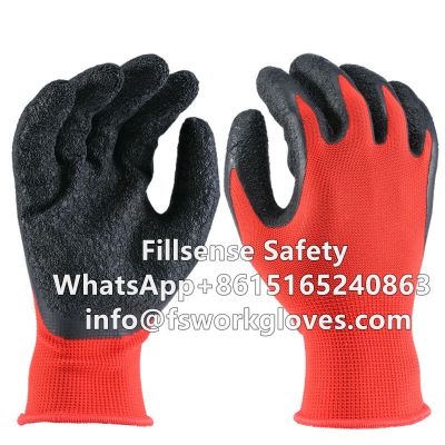 wholesale 13 gauge polyester liner crinkle palm latex coated gloves